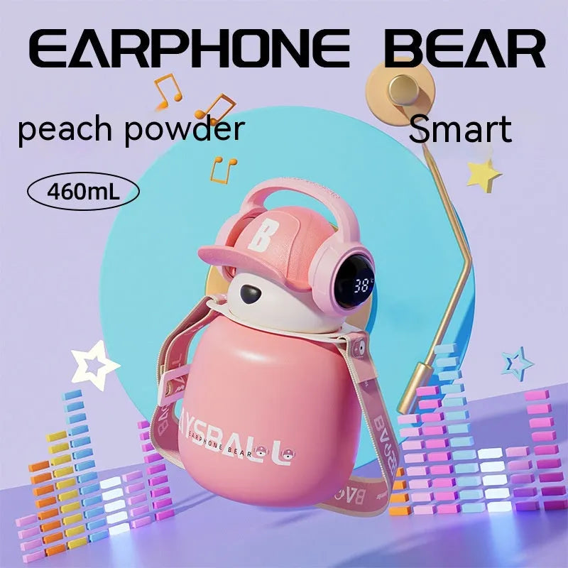 Cute Fashion Stainless Steel Wire Headset Bear Water Cup - Bellarte Enchanté Cute Fashion Stainless Steel Wire Headset Bear Water Cup